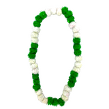 42" Green and White Tinsel Pom Pom Necklace (Each)
