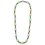 52" Purple, Green, and Gold Bead with 30mm Pearl Necklace (Dozen)