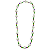 52" Purple, Green, and Gold Bead with 30mm Pearl Necklace (Each)