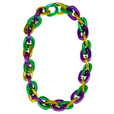 36" Jumbo Purple, Green, & Gold Chain Link Necklace - 3.5cm x 4.5cm (Dozen)