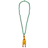 36" 7mm Necklace with 16cm Rubber Chicken - Purple, Green and Gold (Each)