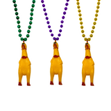 36" 7mm Necklace with 16cm Rubber Chicken - Purple, Green and Gold (Each)