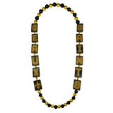 44" Geaux Saints Tile Necklace with 12mm & 6mm Black and Gold Beads (Dozen)