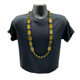 44" Geaux Saints Tile Necklace with 12mm & 6mm Black and Gold Beads (Dozen)