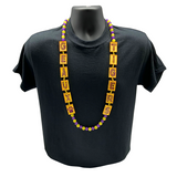 44" Geaux Tigers Tile Necklace with 12mm & 6mm Purple and Gold Matte Beads (Each)