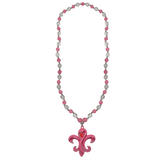 38" Pink Fleur De Lis Flamingo Necklace (Each)