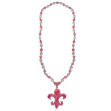 38" Pink Fleur De Lis Flamingo Necklace (Dozen)