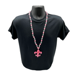 38" Pink Fleur De Lis Flamingo Necklace (Each)