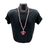 38" Pink Fleur De Lis Flamingo Necklace (Dozen)
