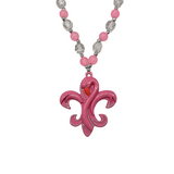 38" Pink Fleur De Lis Flamingo Necklace (Each)