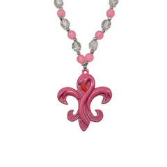 38" Pink Fleur De Lis Flamingo Necklace (Dozen)