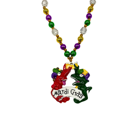 38" Crawfish and Alligator Mardi Gras Medallion Necklace (Each)