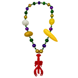 58" 30mm Purple, Green, and Gold Crawfish Boil Necklace (Dozen)