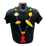 58" 30mm Purple, Green, and Gold Crawfish Boil Necklace (Dozen)