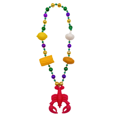 58" 30mm Purple, Green, and Gold Crawfish Boil Necklace (Each)