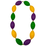 50" Purple, Green and Gold 4" Football Necklace with 10mm Gold Spacer (Dozen)