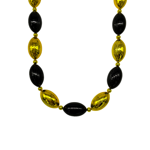 44" Black Gold 2" Football Necklace with 10mm Gold Spacer (Dozen)