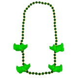 40" 12mm Green Opaque & Frosted Necklace with 4 Green Gators (Dozen)