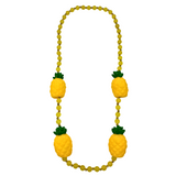 42" 12mm Frosted Yellow Necklace with 4 Yellow Pineapples (Dozen)