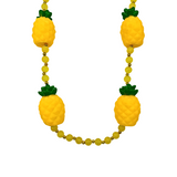 42" 12mm Frosted Yellow Necklace with 4 Yellow Pineapples (Each)