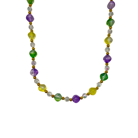 38" 16mm AB Frosted Purple, Green, and Yellow Necklace (Each)