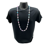 40" 16mm Pink, Purple, and Turquoise Marbled Necklace (Each)