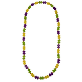 38" 14mm Frosted Purple, Green, and Yellow Necklace with 6mm Gold Spacers (Each)