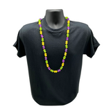 38" 14mm Frosted Purple, Green, and Yellow Necklace with 6mm Gold Spacers (Dozen)