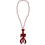 33" 7mm Metallic Red Necklace with Red Crawfish Medallion (Dozen)