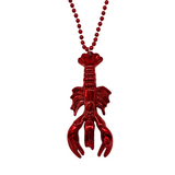 33" 7mm Metallic Red Necklace with Red Crawfish Medallion (Dozen)