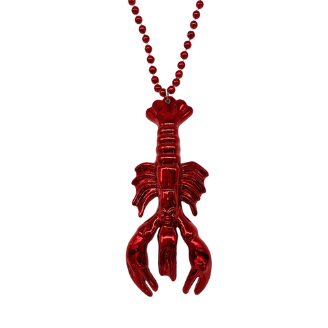 33" 7mm Metallic Red Necklace with Red Crawfish Medallion (Each)