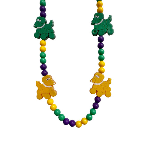 40" 23mm Purple, Green and Gold Beads with Bead Dog Necklace (Dozen)