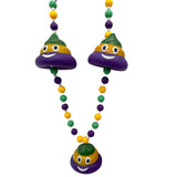 42" Purple, Green, and Yellow Poop Mardi Gras Beads (Dozen)