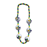 44" 60mm Purple, Green, and Gold Fleur de Lis Ball Necklace (Dozen)