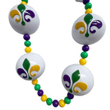 44" 60mm Purple, Green, and Gold Fleur de Lis Ball Necklace (Dozen)