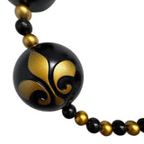 44" 60mm Black and Gold Fleur de Lis Ball Necklace (Each)