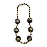 44" 60mm Black and Gold Fleur de Lis Ball Necklace (Dozen)