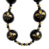 44" 60mm Black and Gold Fleur de Lis Ball Necklace (Dozen)