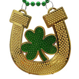 33" 7mm Green and Gold Horseshoe Clover Necklace (Each)