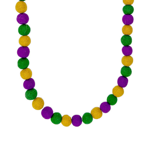 32" 13mm Eco-Friendly Purple, Green, and Yellow Felt Necklace (Dozen)