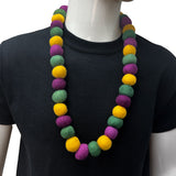 32" 25mm Eco-Friendly Purple, Green, and Yellow Felt Necklace (Dozen)