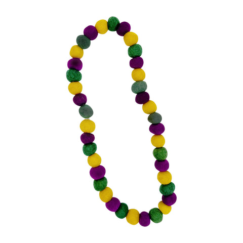 32" 25mm Eco-Friendly Purple, Green, and Yellow Felt Necklace (Each)