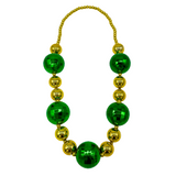 33" 30/50mm Gold and Green Disco Bead Necklace (Case of 72)