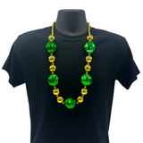 33" 30/50mm Gold and Green Disco Bead Necklace (Case of 72)