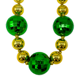 33" 30/50mm Gold and Green Disco Bead Necklace (Case of 72)