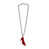 33" 7mm High Heels Necklace with Black Bead - Red (Dozen)