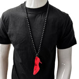 33" 7mm High Heels Necklace with Black Bead - Red (Dozen)