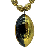 33" Black and Gold Sectioned Football Necklace with Football Pendant (Each)