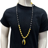 33" Black and Gold Sectioned Football Necklace with Football Pendant (Each)