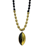 33" Black and Gold Sectioned Football Necklace with Football Pendant (Each)